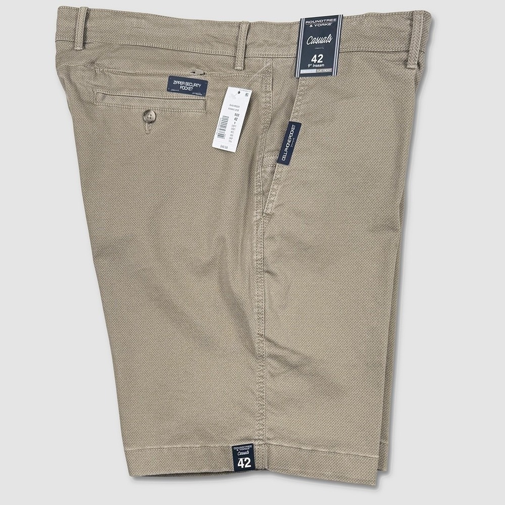 Roundtree & Yorke 9" Casual Shorts - NWT Mens Size 42 Khaki - #49458-J6 - Picture 2 of 4